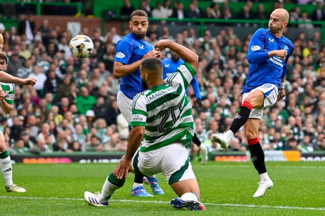 Rangers' Vaclav Cerny (R) in action against Celtic